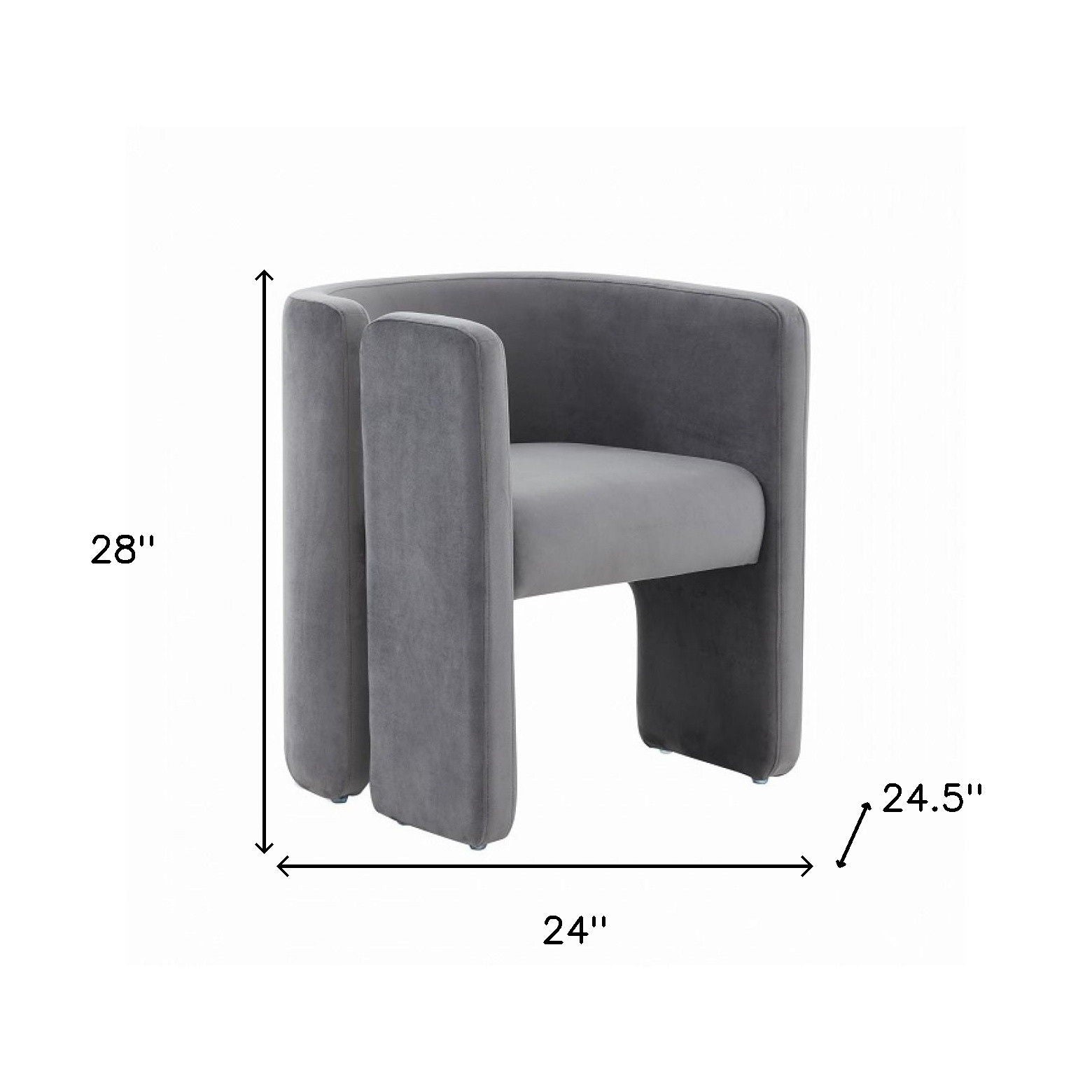 Velvet Asymmetrical Base Arm Chair - Gray