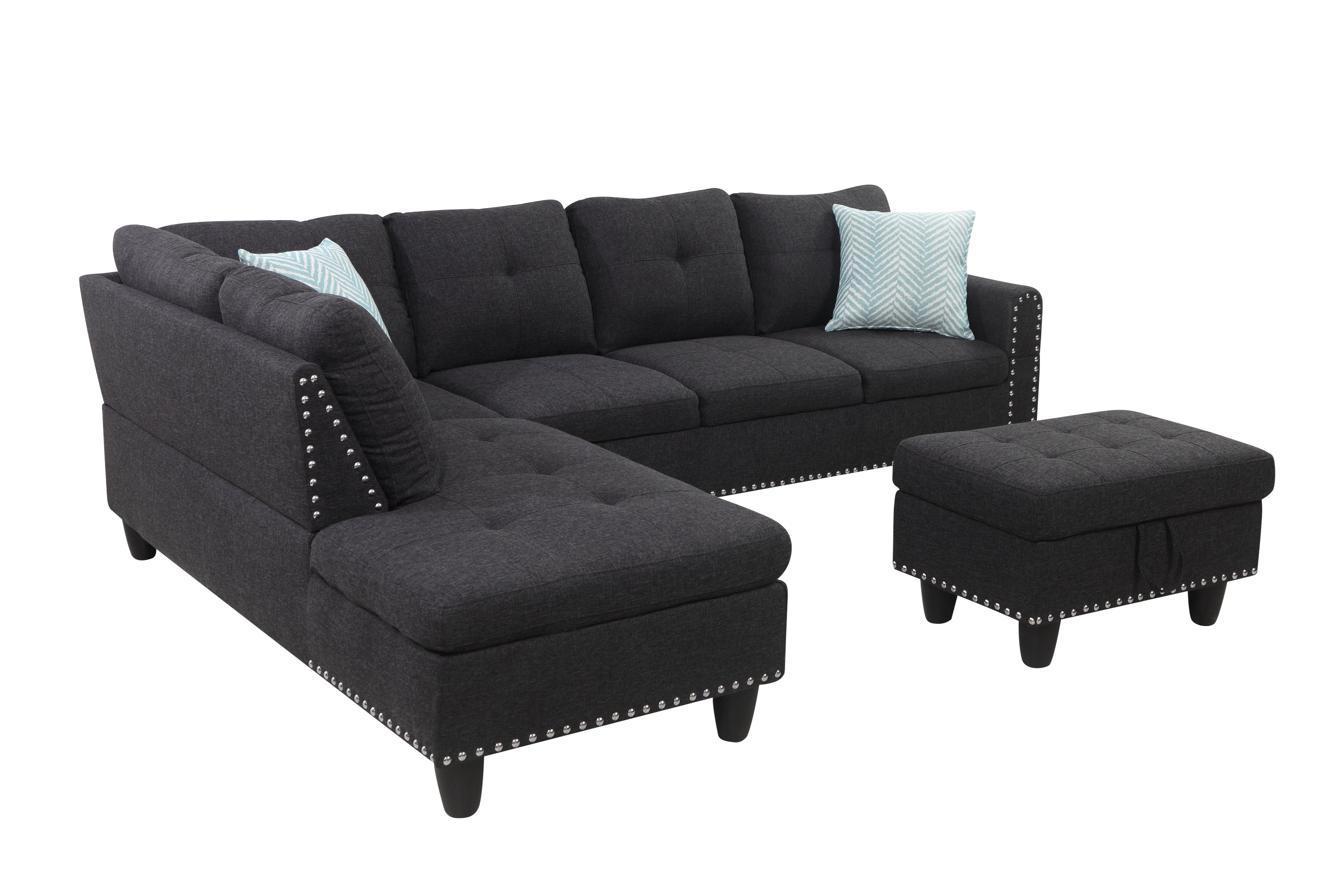 Alger - 98" Wide Left Hand Facing Sofa & Chaise With Ottoman