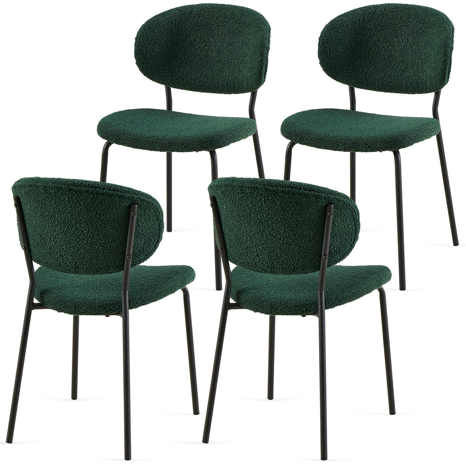 Boucle Dining Chairs, Dining Chairs With Metal Legs For Dining Room, Kitchen, Living Room