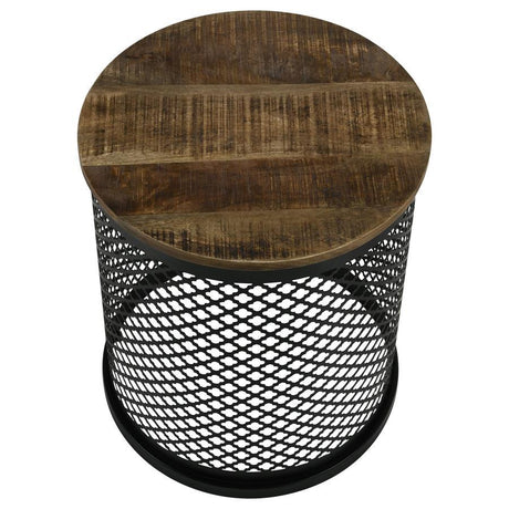 Aurora - Round Drum Base Accent Side Table - Natural And Black by CoasterEssence | Bel Furniture