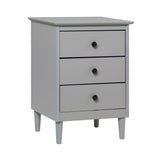 Classic 3 Drawer Solid Wood Nightstand Gray by Walker Edison | Bel Furniture