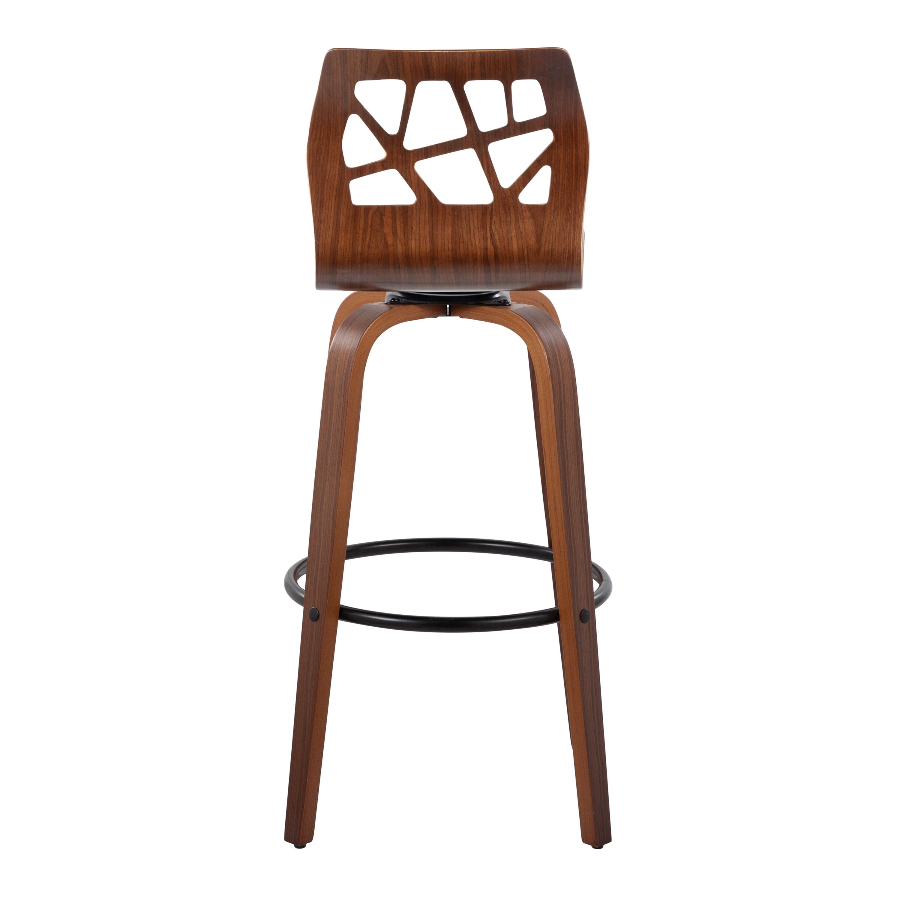 Folia - Mid Century Modern Fixed Height Barstool With Swivel With Round Footrest (Set of 2)