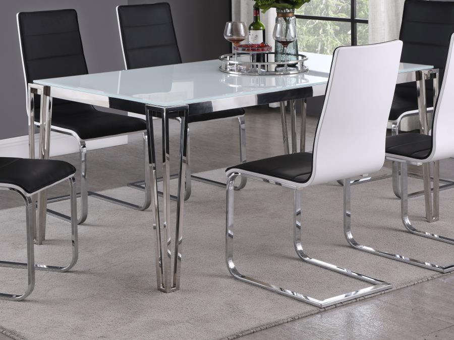 Pauline - Rectangular Glass Top Dining Table - Chrome by CoasterElevations | Bel Furniture