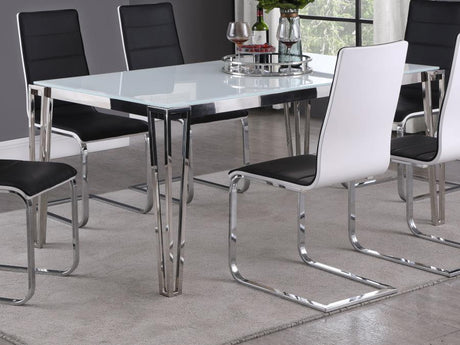 Pauline - Rectangular Glass Top Dining Table - Chrome by CoasterElevations | Bel Furniture