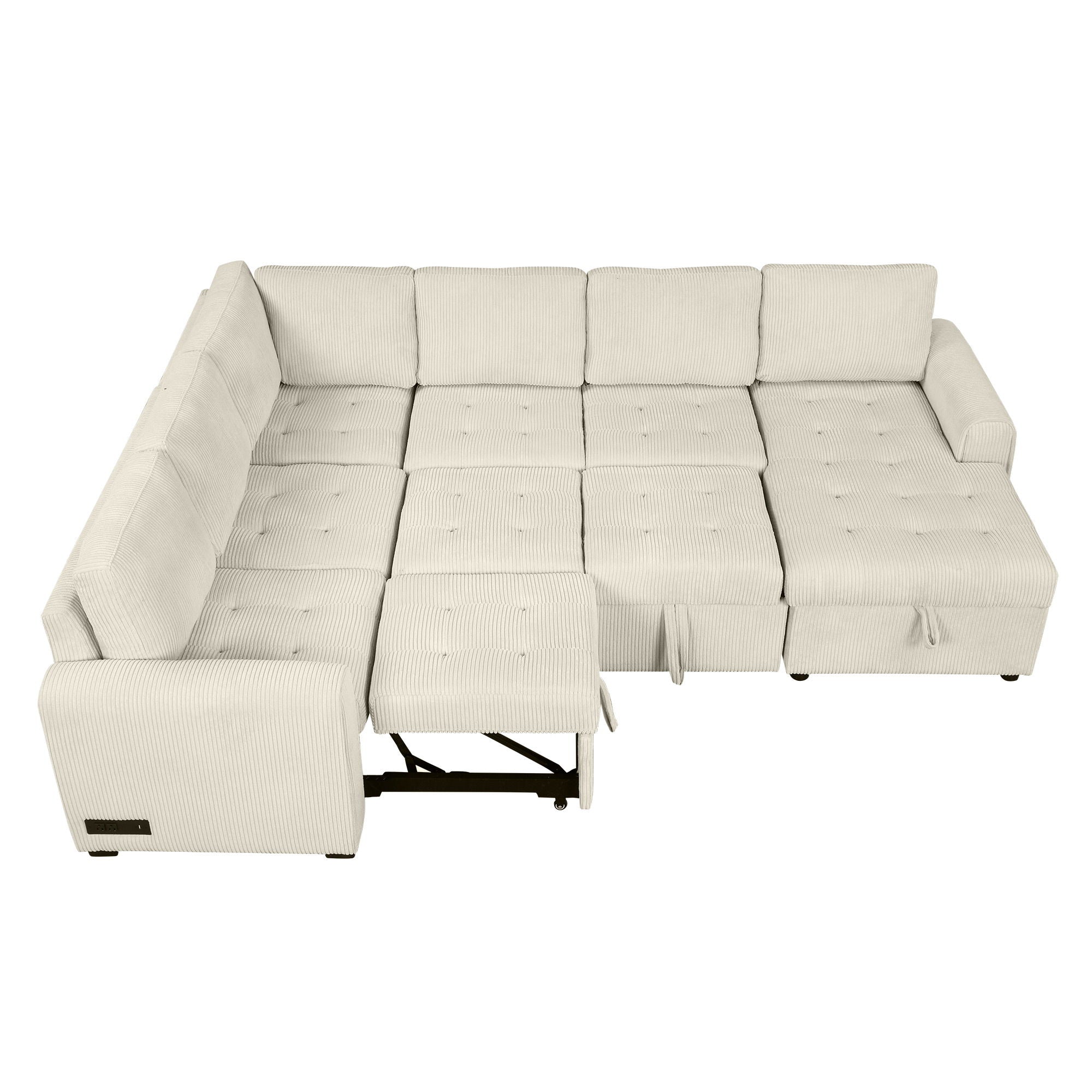 U-Shaped Sofa Sectional Sofa Pull-Out Sofa Bed With A Storage Chaise Lounge, Charging Devices For Living Room