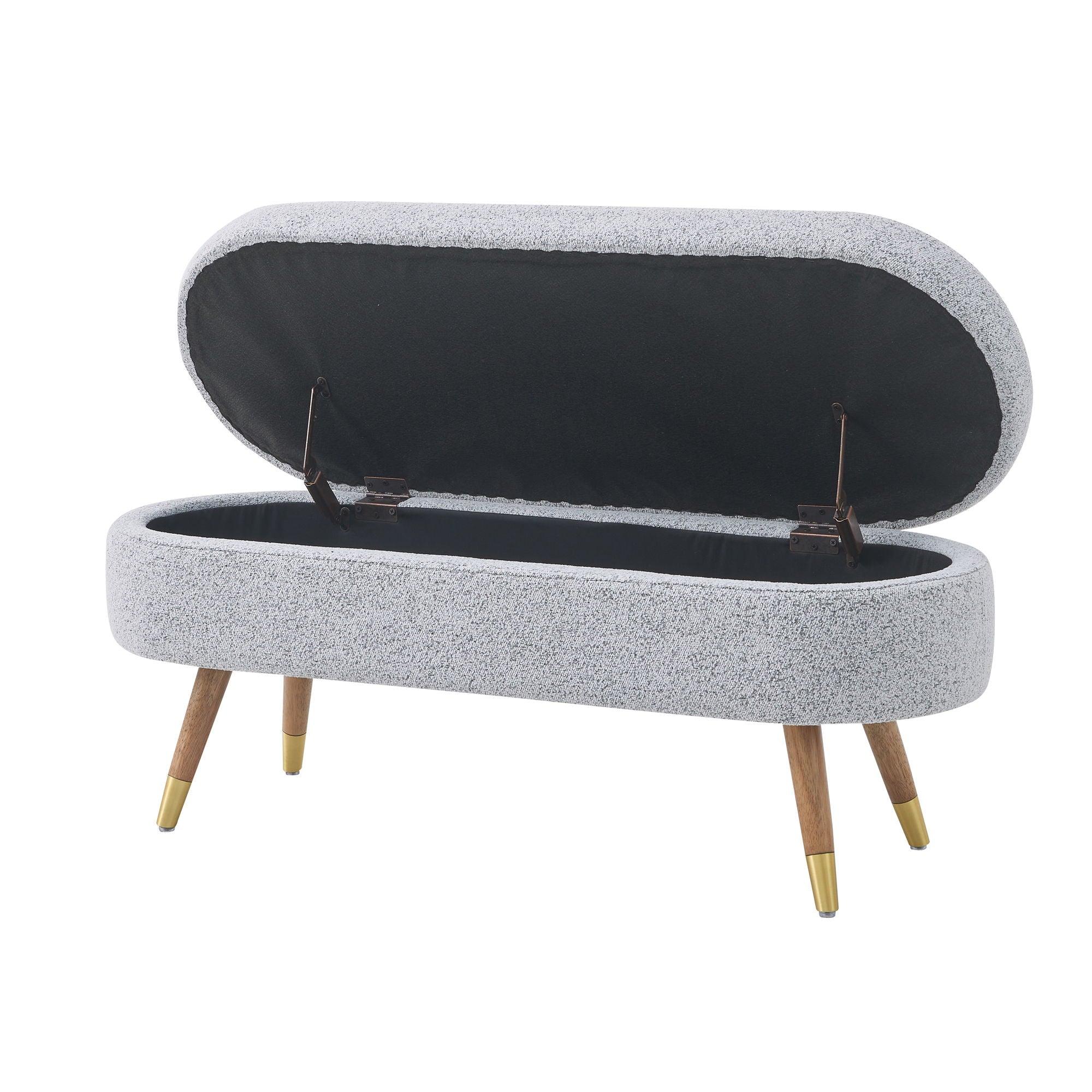 Storage Bench Upholstered Boucle Ottoman With Golden Metal Legs End Of Bed Bench For Bedroom, Living Room, Entryway, Bed Side