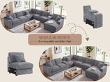 Celine - Fabric Corner Sectional Sofa With Right-Facing Chaise, Cupholders, And Charging Ports