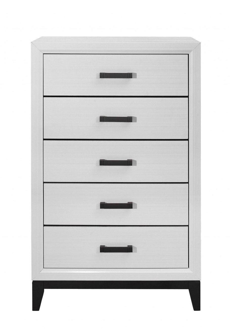 Wood Five Drawer Standard Chest - White