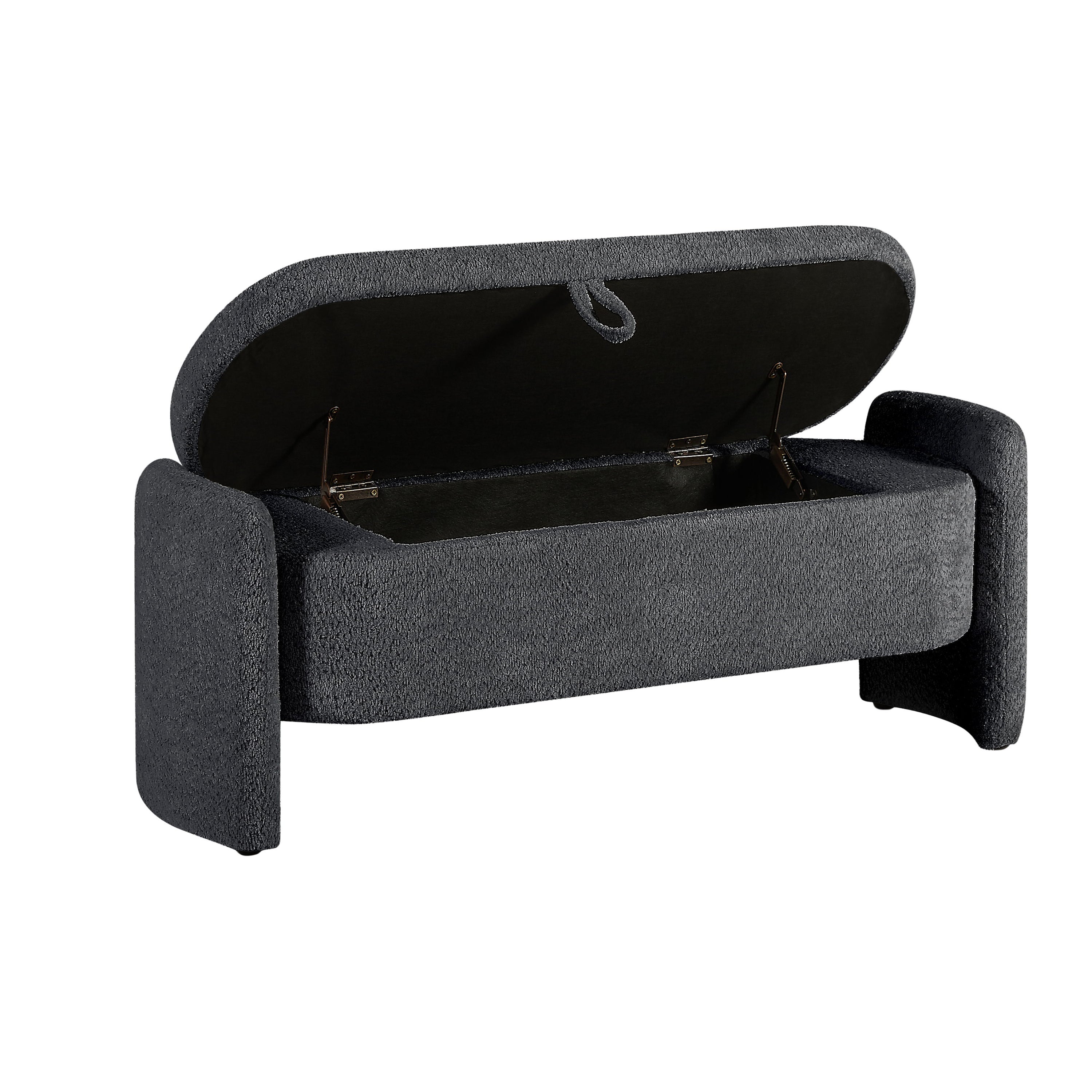 Ottoman Oval Storage Bench, 3D Lamb Fleece Bench With Large Storage Space For The Living Room, Entryway And Bedroom