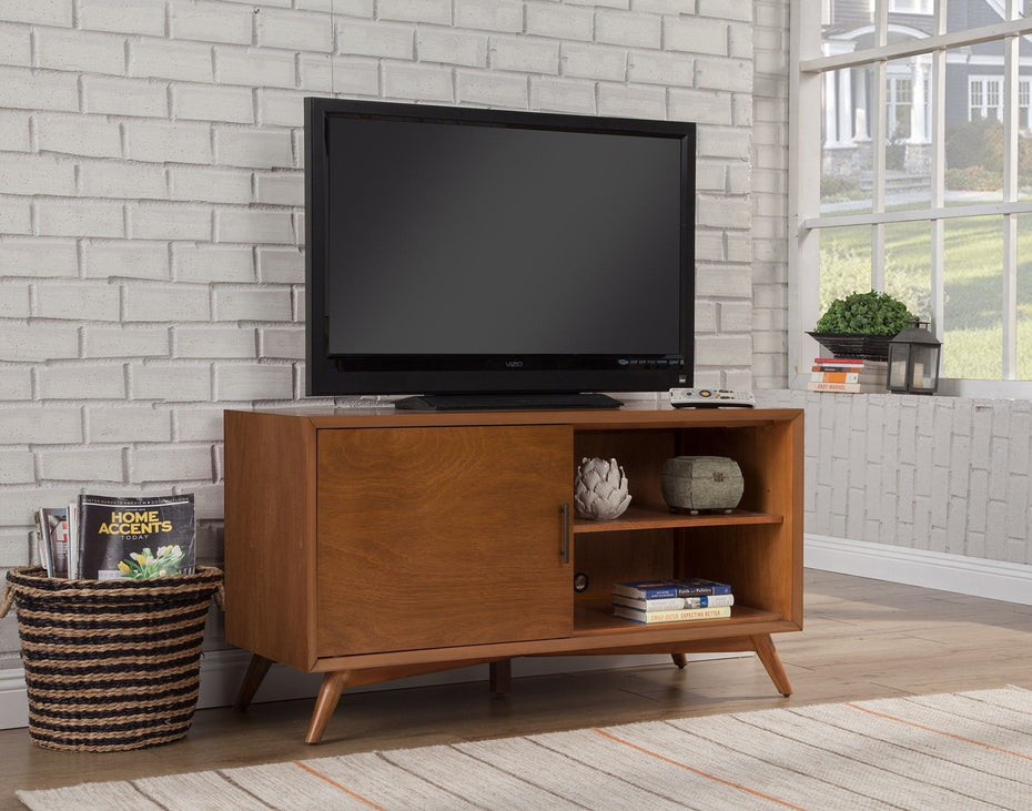 Wood Mahogany Solids Okoume And Veneer Cabinet Enclosed Storage TV Stand - Brown