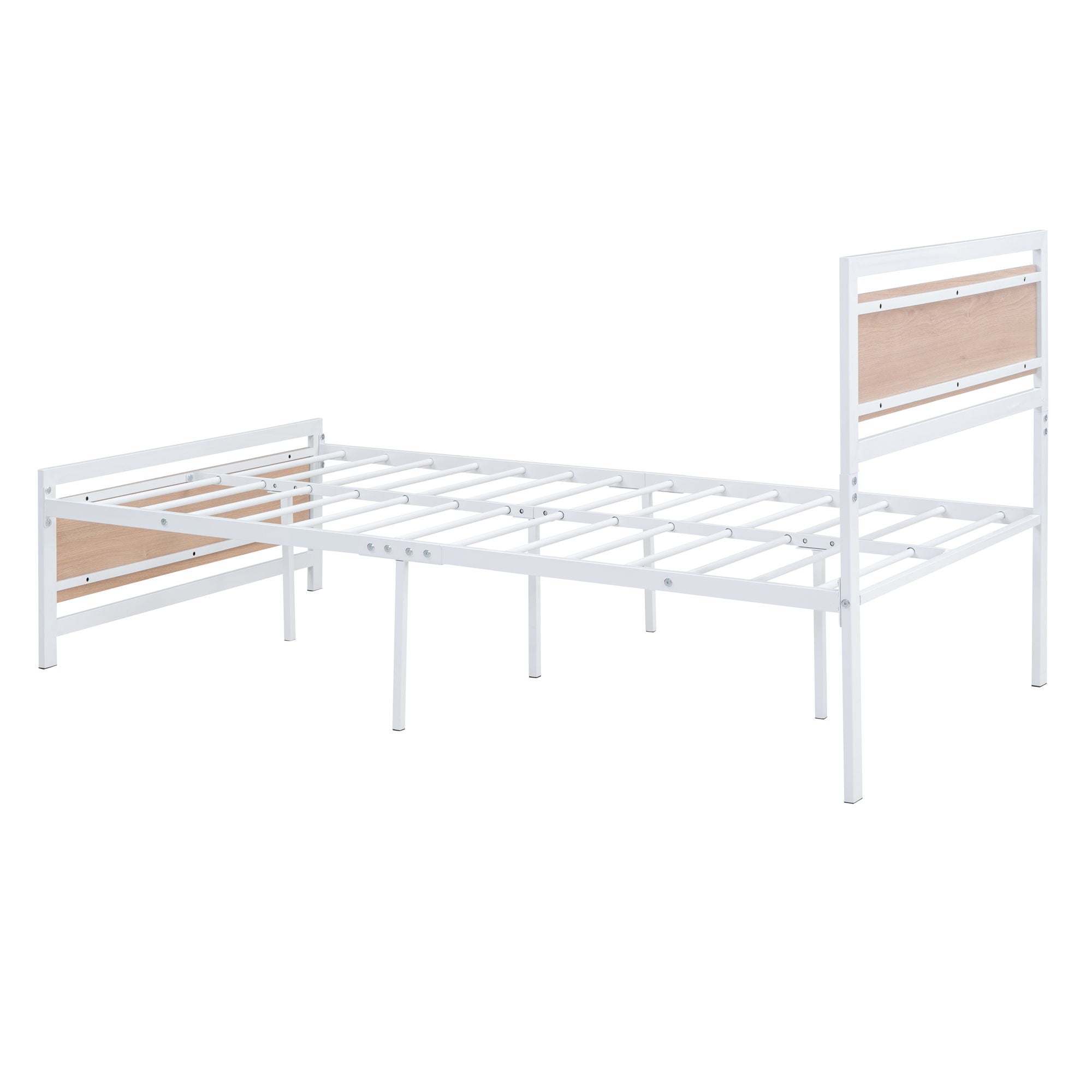 Platform Bed, Metal And Wood Bed Frame With Headboard And Footboard