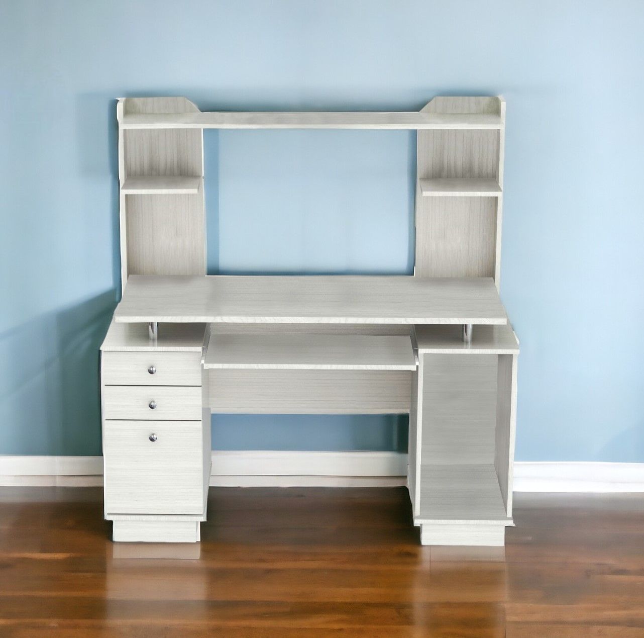 Computer Desk With Three Drawers - White