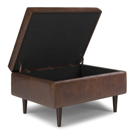 Shay - Large Square Coffee Table Storage Ottoman Mid-Century Style - view 16