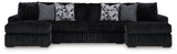 Midnight-Madness - Sectional Black 3 Pc. Sectional With Laf And Raf Chaises by Signature Design by Ashley® | Bel Furniture
