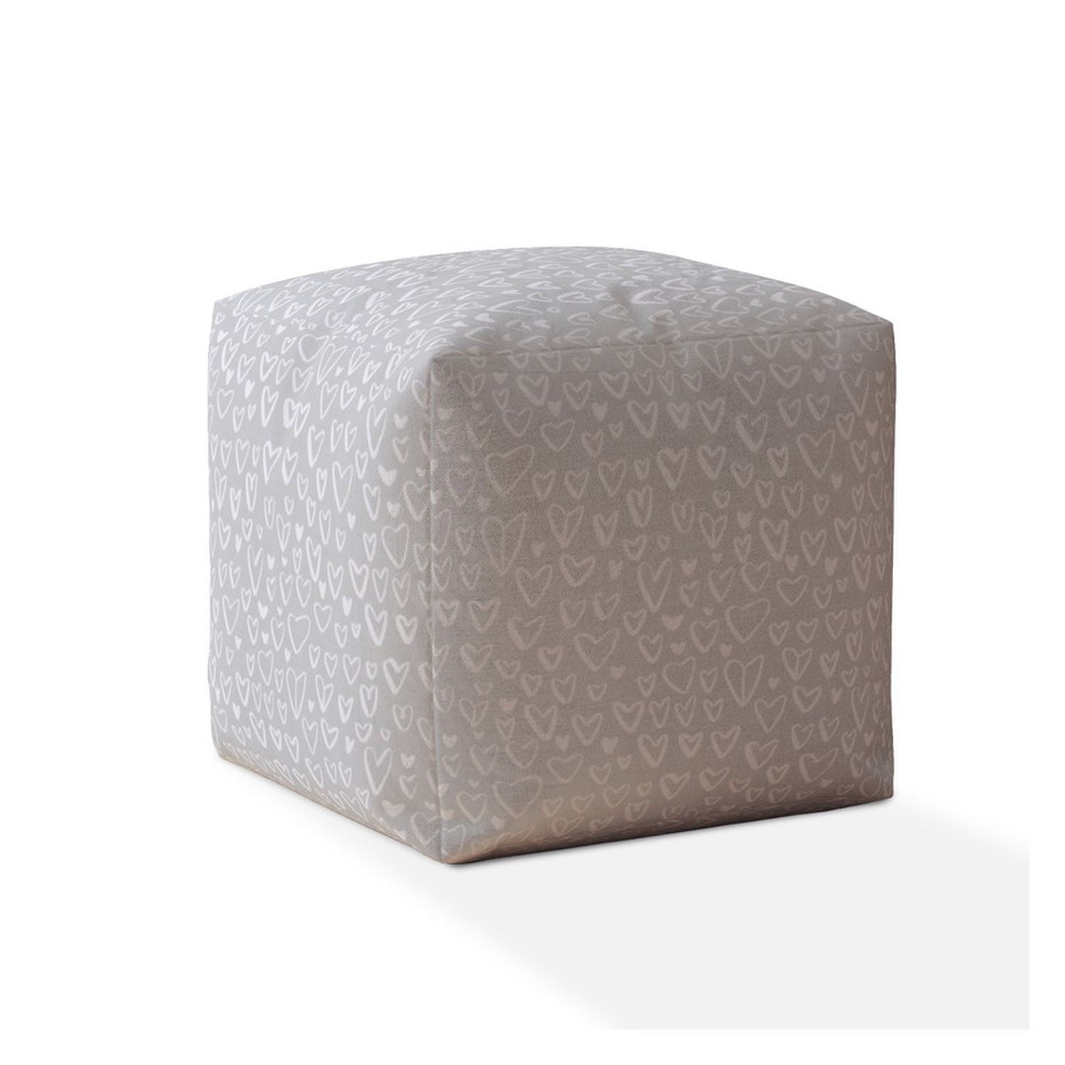 Cotton Floral Pouf Ottoman - Gray