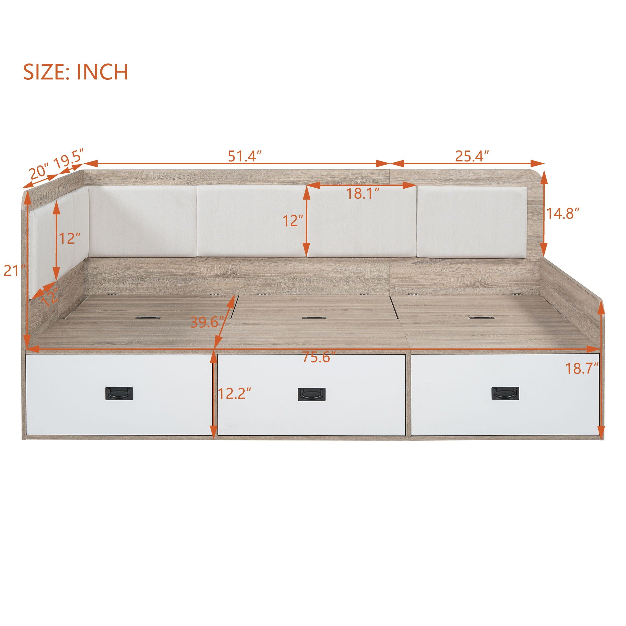 Daybed With Three Drawers And Three Storage Compartments