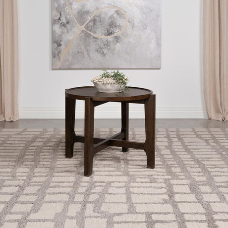 Cota - Round Solid Wood End Table - Dark Brown by Coaster Fine Furniture | Bel Furniture