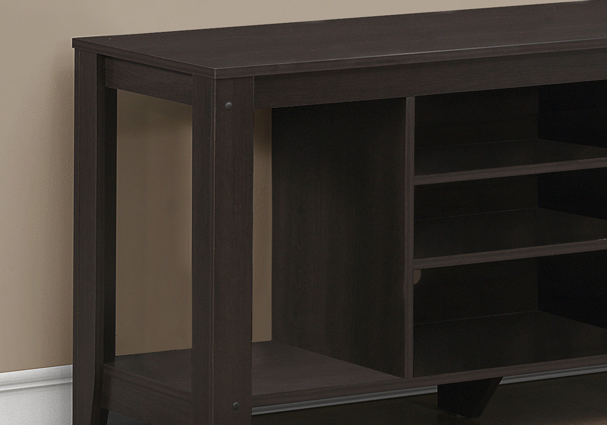 Particleboard, Open Shelving TV Stand - Dark Brown