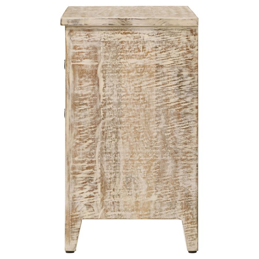 Mariska - 3-Drawer Wood Mandala Cabinet - Distressed White by Coaster Fine Furniture | Bel Furniture