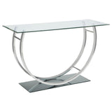 Danville - Rectangular U-Shaped Glass Top Table Pearl Silver Console Tables by CoasterEssence | Bel Furniture
