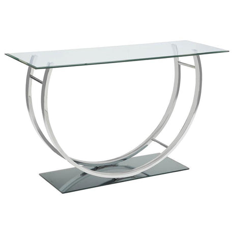 Danville - Rectangular U-Shaped Glass Top Table Pearl Silver Console Tables by CoasterEssence | Bel Furniture