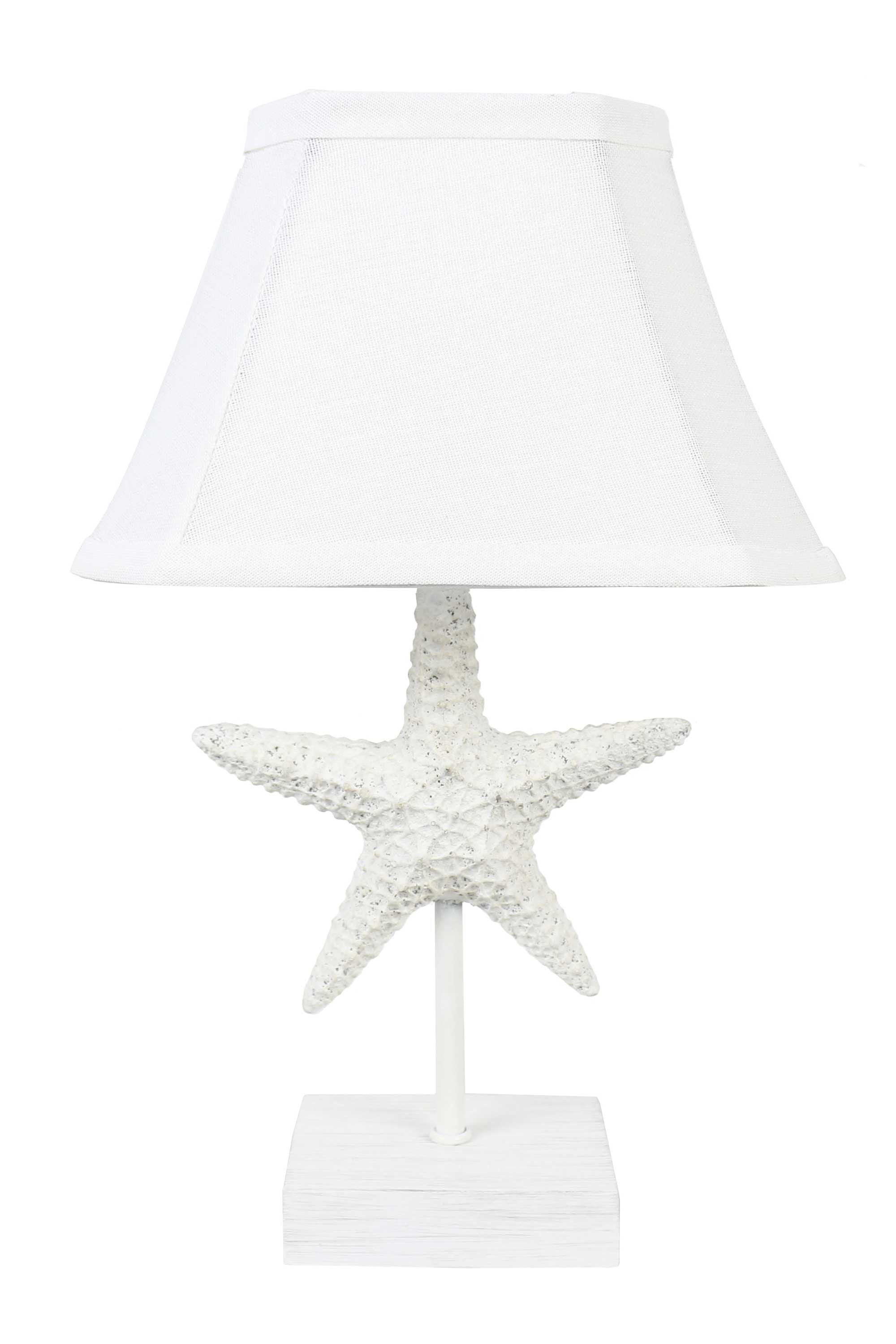 Starfish Accent Lamp With White Bell Shade - White