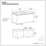 Avalon - 5 Piece Storage Ottoman, Contemporary