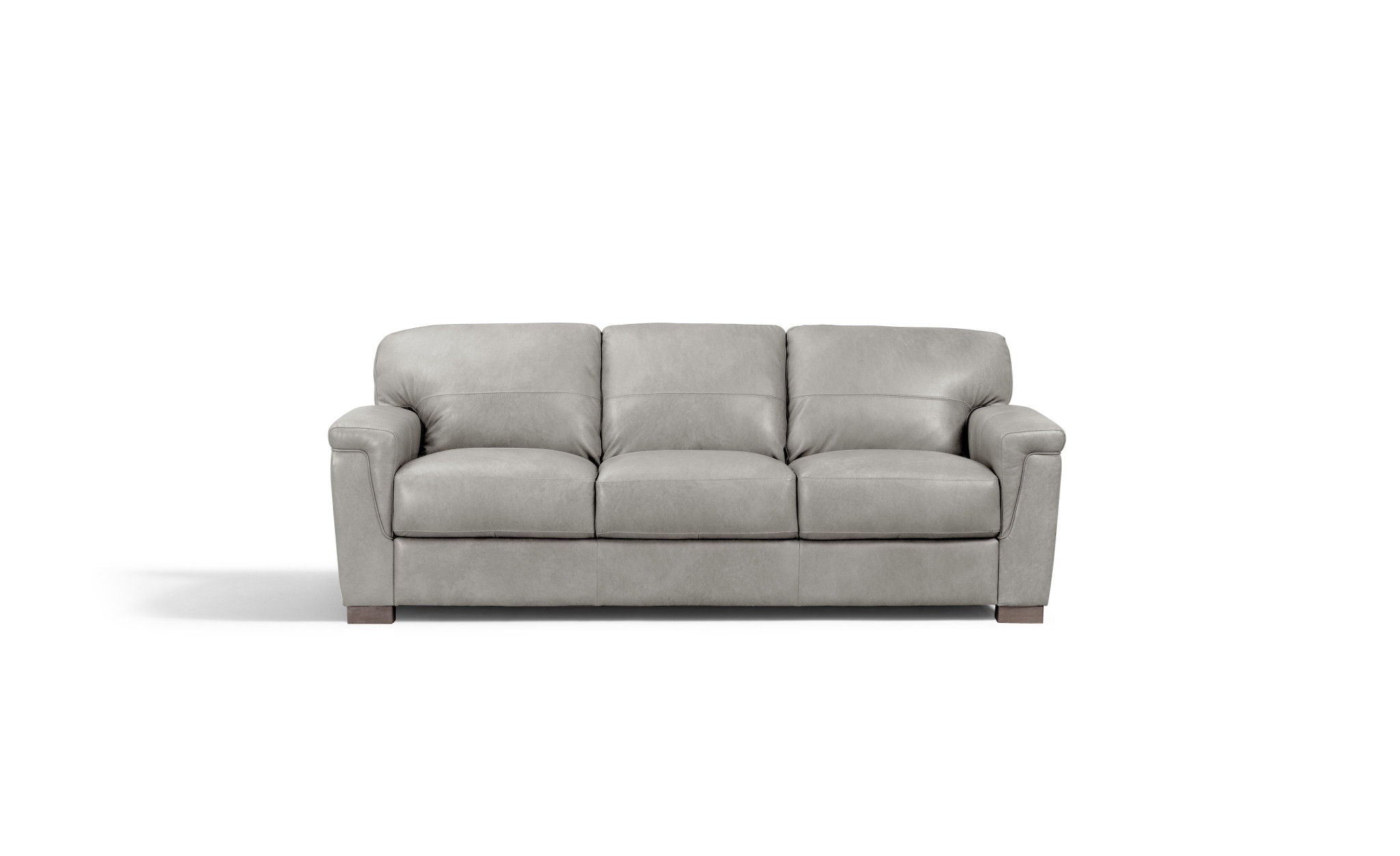 Leather Sofa With Black Legs - Gray