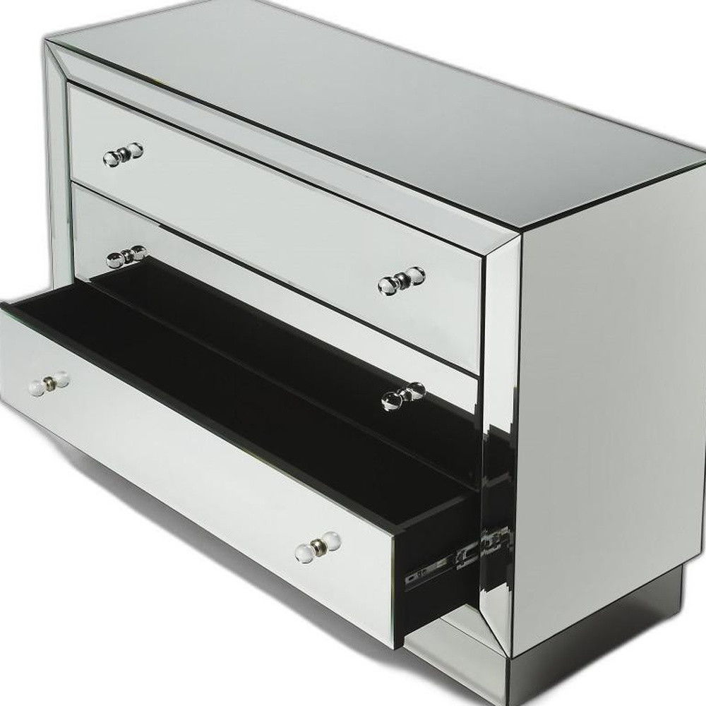 Glass Three Drawer Dresser - Clear