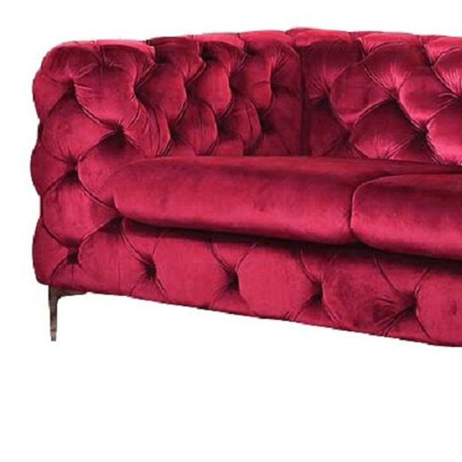 Velvet Loveseat - Red / Silver