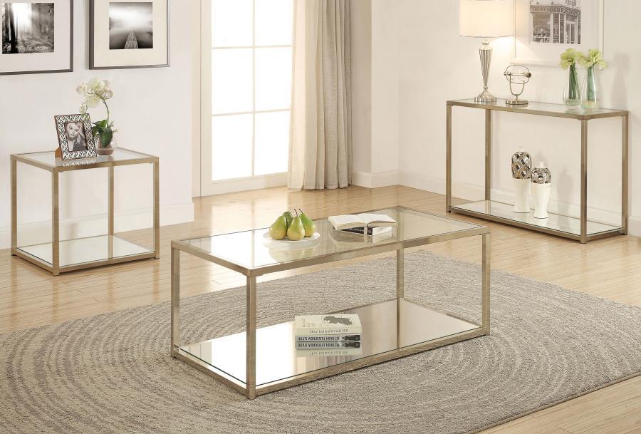 Cora - Glass Top Entryway Console Table - Chocolate Chrome