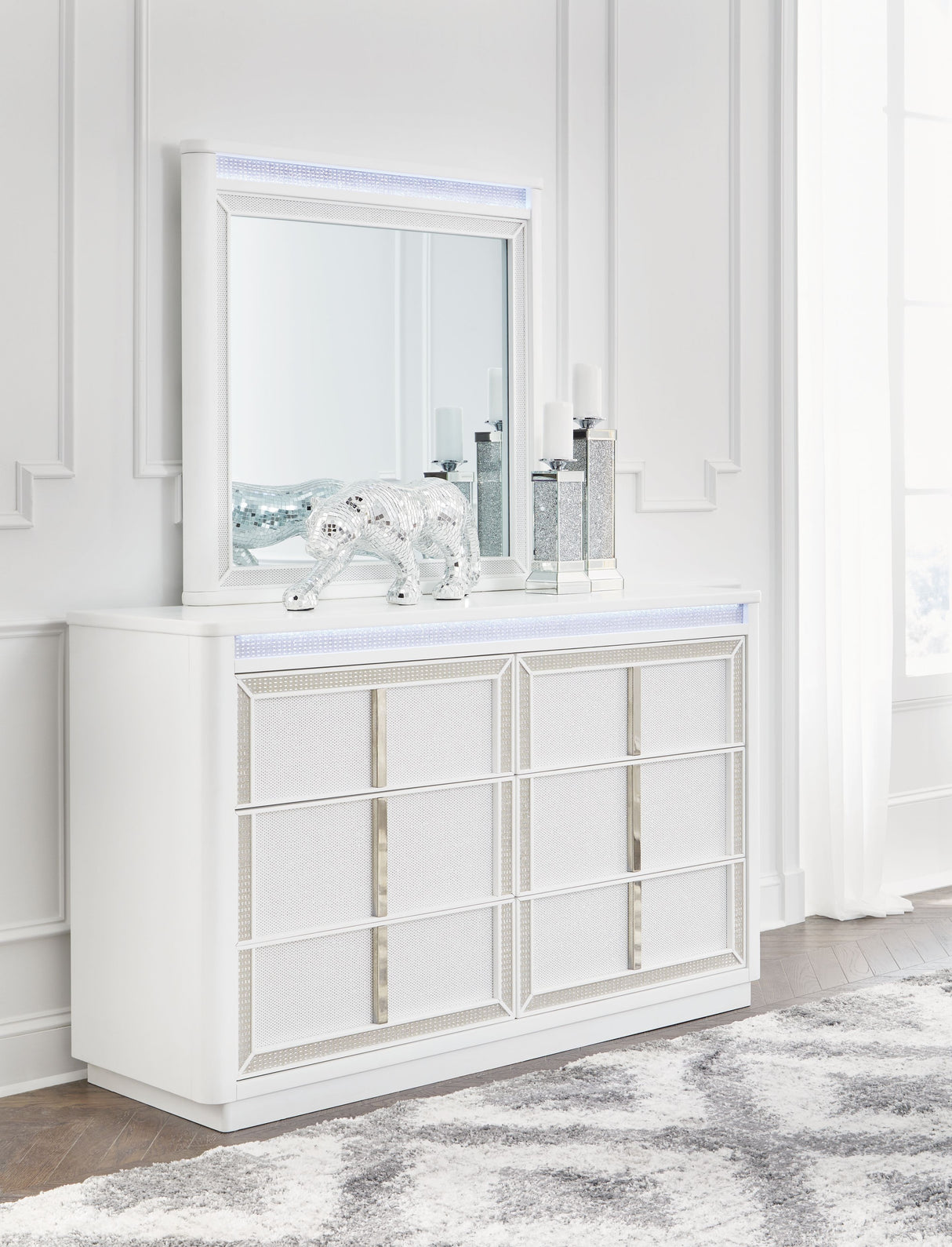 Chalanna - White - Dresser And Mirror by Signature Design by Ashley® | Bel Furniture