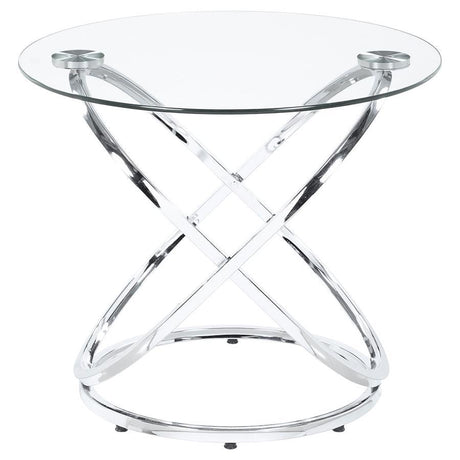 Warren - 3 Piece Oval Glass Top Coffee Table Set - Chrome by CoasterEssence | Bel Furniture