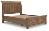 Feddinger - Queen Storage Sleigh Bed - Medium Brown