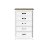 Kerisden - Five Drawer Chest - White / Brown