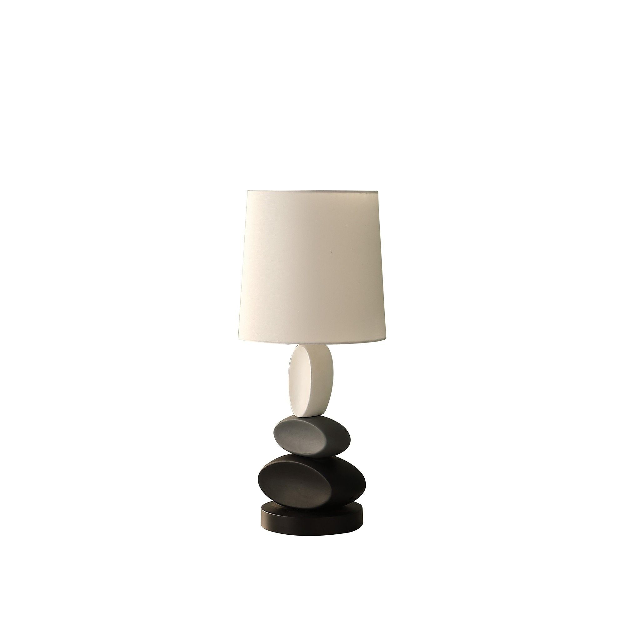 Metal Table Lamp With White Drum Shade - Black Gray / White