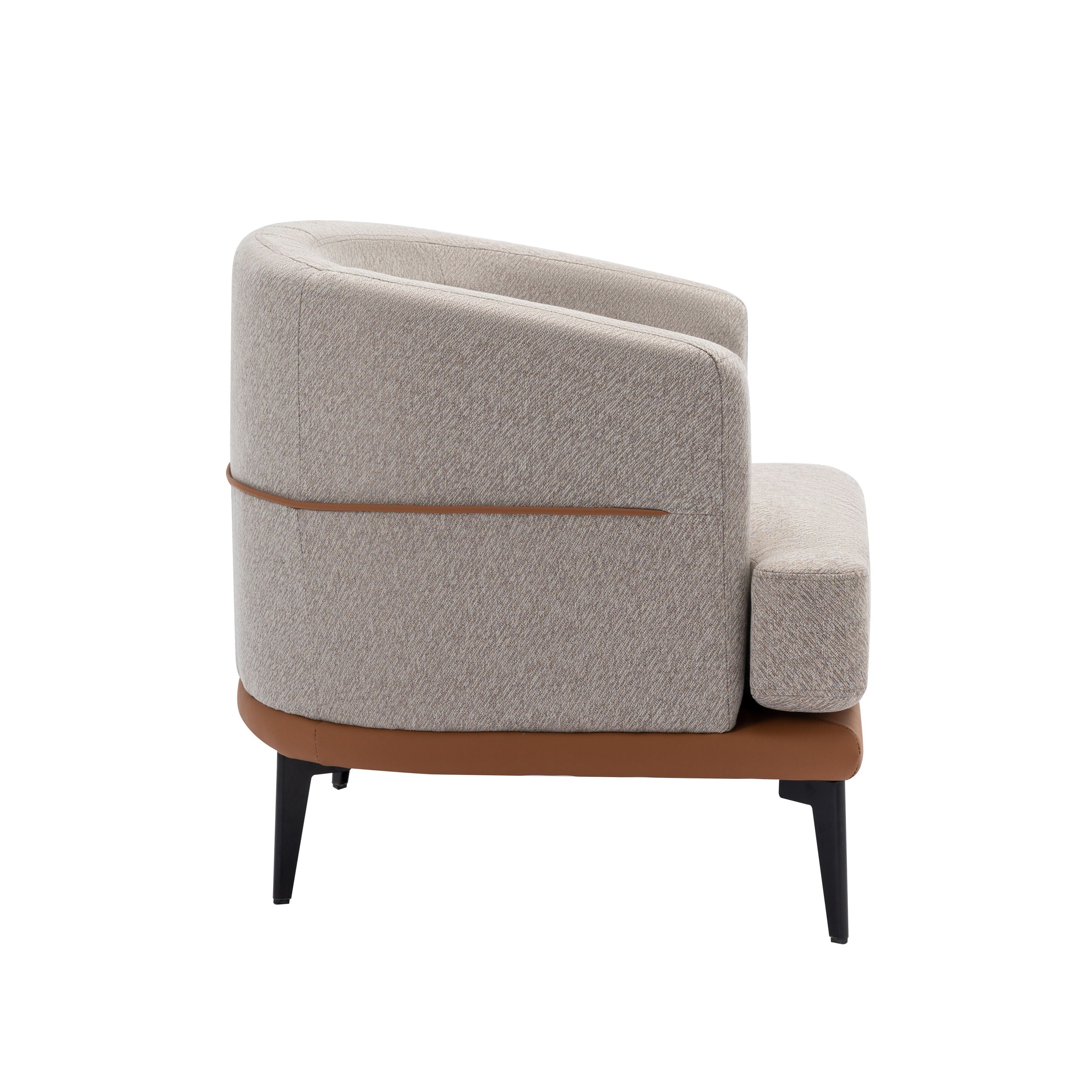 Modern Two-Tone Barrel Chair, Upholstered Round Armchair For Living Room Bedroom Reading Room