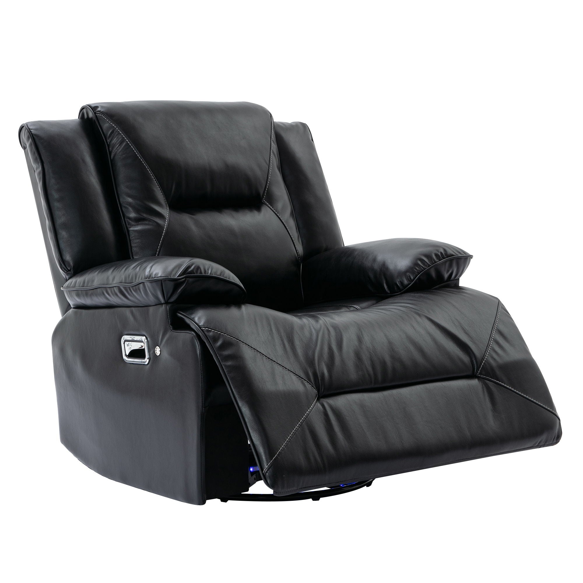 360° Swivel And Rocking Home Theater Recliner Manual Recliner Chair With A Led Light Strip For Living Room