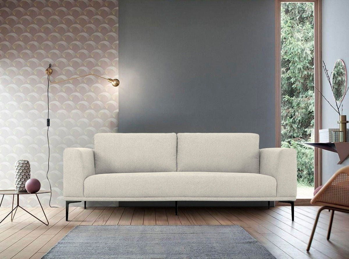 Sofa With Black Legs - Beige