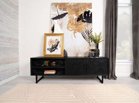 Marsden - 2 Door Mango Wood TV Stand - Charcoal Black by Coaster Fine Furniture | Bel Furniture