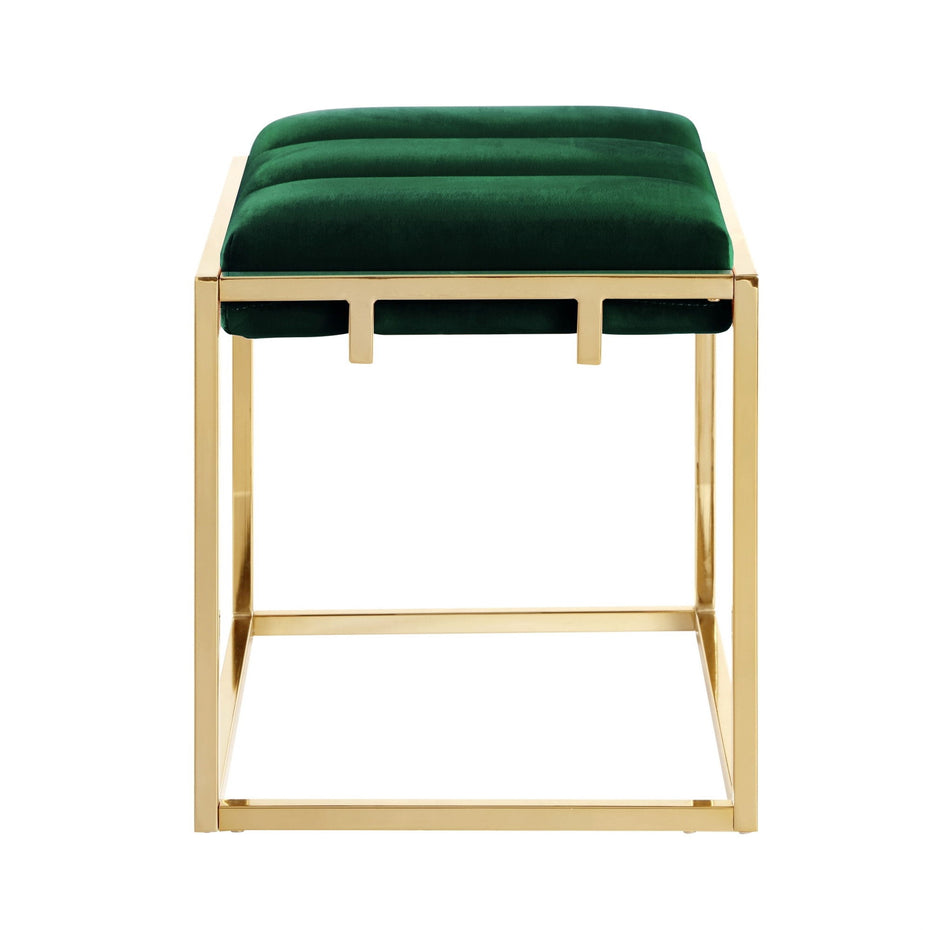 Velvet Ottoman - Green / Gold