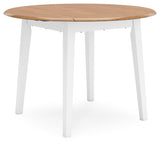 Gesthaven - Round Dining Room Drop Leaf Table White by Signature Design by Ashley® | Bel Furniture
