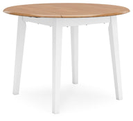 Gesthaven - Round Dining Room Drop Leaf Table White by Signature Design by Ashley® | Bel Furniture