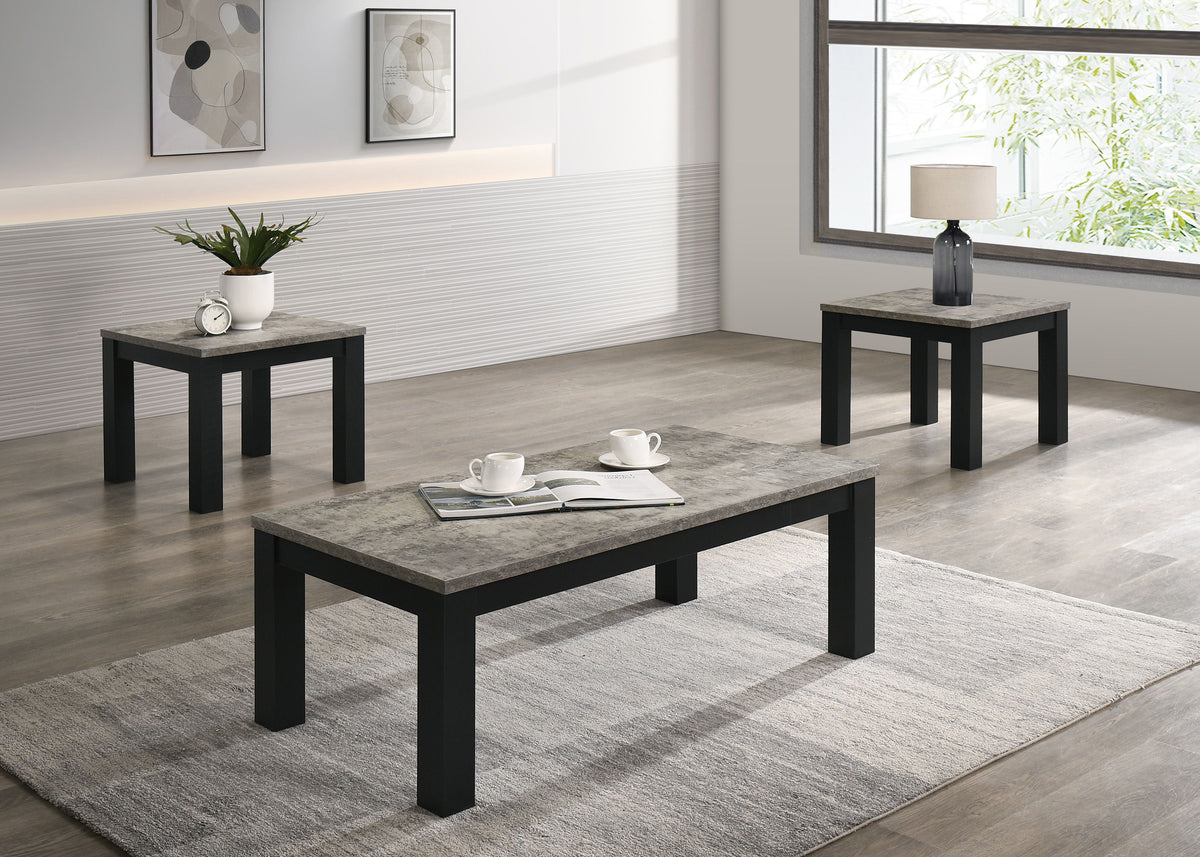 Theo - 3 Piece Cocktail Set - Concrete / Black by Crown Mark | Bel Furniture