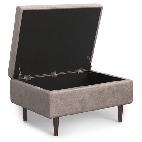 Shay - Large Square Coffee Table Storage Ottoman Mid-Century Style - view 18