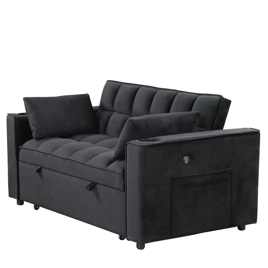 Multi Functional Sofa Bed With Cup Holder And USB Port For Living Room Or Apartments