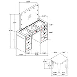 Regina - Makeup Vanity Table Set With Lighting - White by Coaster Fine Furniture | Bel Furniture