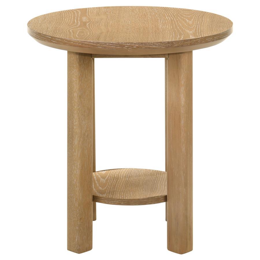 Ottowa - Round Wood Table With Shelf