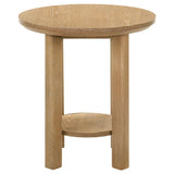 Ottowa - Round Wood Table With Shelf