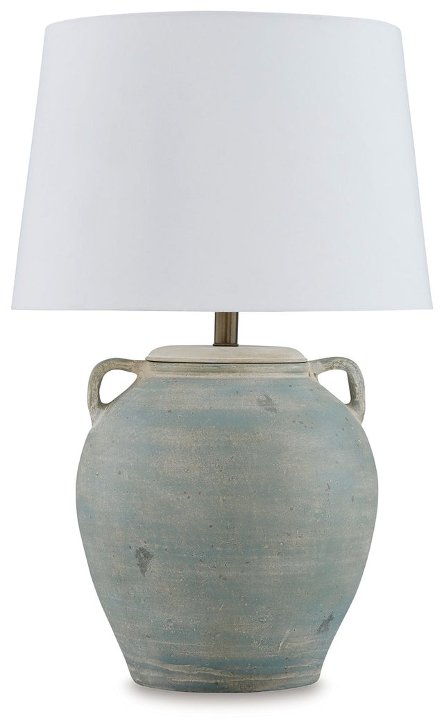 Shawburg - Antique Green - Terracotta Table Lamp by Signature Design by Ashley® | Bel Furniture